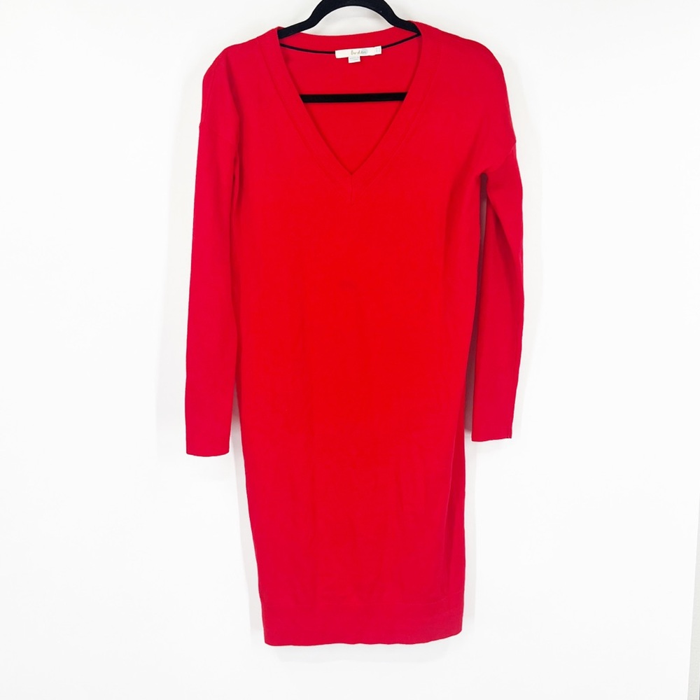 Boden Long Sleeve V-Neck Sweater Dress Wool Cotton Blend